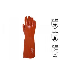 GUANTE C/SOPORTE DOBLE CAPA PVC ROJO 35C