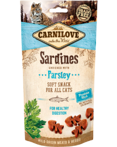 CARNILOVE SNACKS PARA GATOS SABORES-Semi-Moist Sardine enriched with Parsley-50 gr