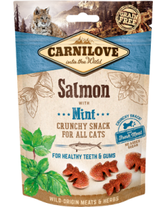 CARNILOVE SNACKS PARA GATOS SABORES-Crunchy Salmon with Mint-50 gr