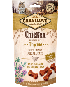 CARNILOVE SNACKS PARA GATOS SABORES-Semi-Moist Chicken enriched with Thyme-50 gr