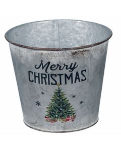 Cubo Papelera Metal Merry Christmas Navidad 15x14cm Zinc