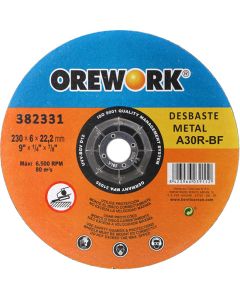 Disco desbaste/desbarbar metal OREWORK PRO A30R-BF 230x6x22,2 mm Máx.: 6500 rpm 80 m/s