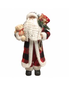 Santa Claus Papa Noel con osito de peluche 30cm