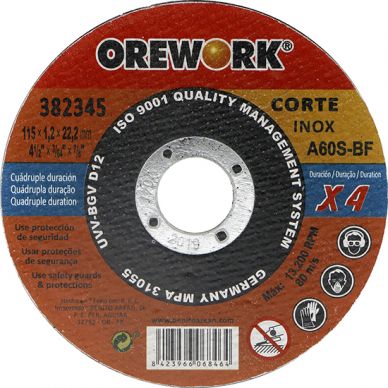 Disco duración x4 inox OREWORK 115x1,2x22 mm